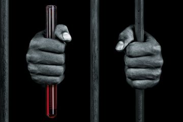 Prisoner holding bars and a test tube Prisoner holding bars and a test tube