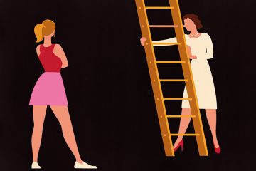 Illustration - Pinocchio nose as rung on ladder