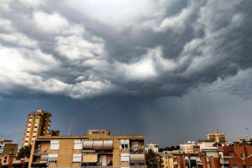 Thunderstorm gathering over city Thunderstorm gathering over city
