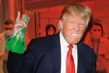 Donald Trump holding a beaker (montage) Donald Trump holding a beaker (montage)