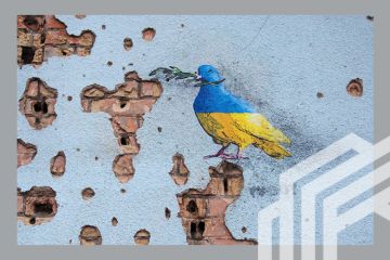 An artwork of the famous street artist Tvboy showing a peace dove is seen on a wall of the House of Culture, which was heavily damaged during Russia's attack on Ukraine, in the town of Irpin near Kyiv, Ukraine, 2 February, 2023. An artwork of the famous street artist Tvboy showing a peace dove is seen on a wall of the House of Culture, which was heavily damaged during Russia's attack on Ukraine, in the town of Irpin near Kyiv, Ukraine, 2 February, 2023.