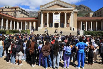 Students protest over fee debts and accommodation at the University of Cape Town, South Africa, in February 2025