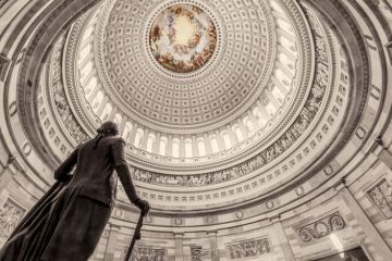Statue of George Washington beneath the US Capitol rotunda