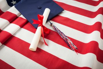 US flag with degree USA