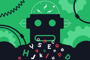 Vintage robot generating text Vintage robot generating text