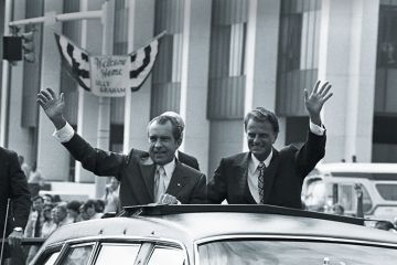 Richard Nixon’s rhetorical dog-whistles lured whites in, and his close relationship with evangelist preacher Billy Graham confirmed that he could ‘perform religion’ and endear himself to southern white voters Richard Nixon’s rhetorical dog-whistles lured whites in, and his close relationship with evangelist preacher Billy Graham confirmed that he could ‘perform religion’ and endear himself to southern white voters