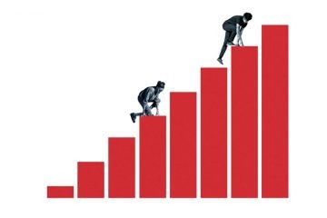 Two people climb up a graph Two people climb up a graph