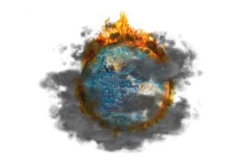 Montage of a circuit board engulfed in smoke and flames. Montage of a circuit board engulfed in smoke and flames to illustrate AI is here to stay, so we may as well learn to use it? That’s a cop-out