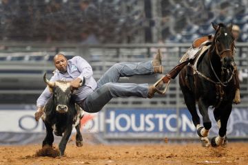 Darrell Petry leaps off his horse as he competes in Steer Wrestling during the Rodeo Houston BP Super Series II, in Houston Darrell Petry leaps off his horse as he competes in Steer Wrestling during the Rodeo Houston BP Super Series II, in Houston to illustrate Fixing America’s broken credit transfer system