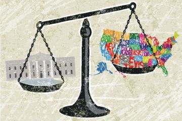 Scales with White House and US