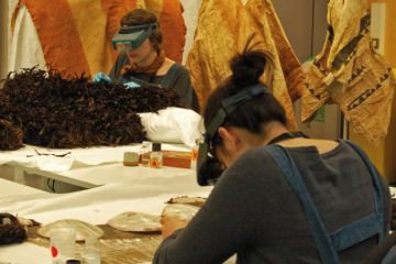 People working on costumes at The British Museum to illustrate Exhibit A for impact  and interdisciplinarity