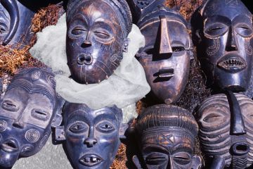 South Africa, Cape Town, African masks to illustrate Collections and objections