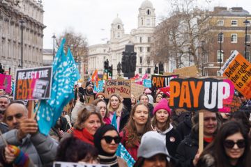 Teachers from UCU protest Teachers from UCU protest to illustrate Prospect of more local deals deepens fractures in pay dispute