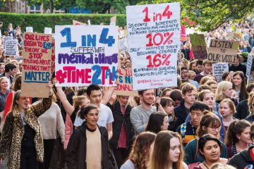 Student protest demanding better mental health services Student protest demanding better mental health services to illustrate Only legislation can address patchy practice on suicide prevention