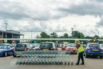 Collecting trolleys from a supermarket car park to illustrate Maintenance loan only covers half of students’ real living costs