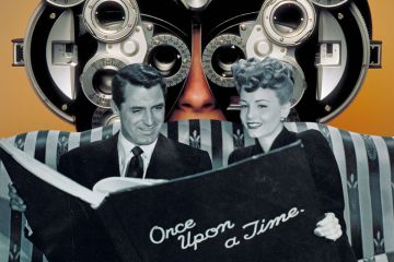 Collage of person having eye test and couple reading a large story book to illustrateDo narrative CVs tell the right story?