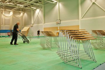 School exam tables being stored away in Bromsgrove, UK to illustrate Lessons to be learned