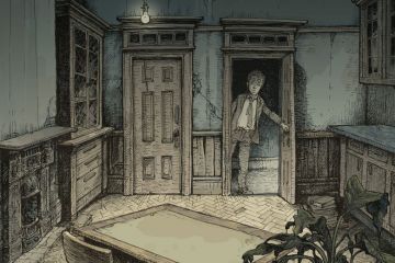 Illustration of a man opening door to an empty room. Illustration of a man opening door to an empty room.