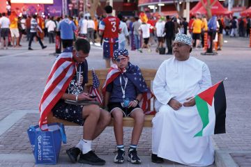 United States fans show their support prior to the FIFA World Cup Qatar to illustrate 