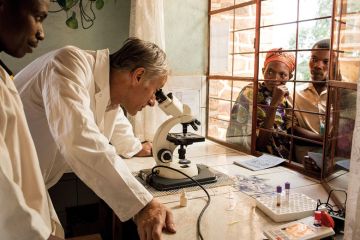 Dr Jean Christophe Rufin in a Burundi dispensary