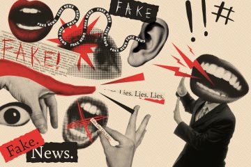 Montage of mouths, ears and eyes with 'Fake news' and 'Lies' on scraps of paper Montage of mouths, ears and eyes with 'Fake news' and 'Lies' on scraps of paper to illustrate Time for quiet leaders to voice HE’s moral mission