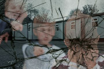 Montage of two children bullying a child in a school setting with a smashed glass effect overlaid Montage of two children bullying a child in a school setting with smash glass effect to illustrate Academic bullying is hidden in plain sight