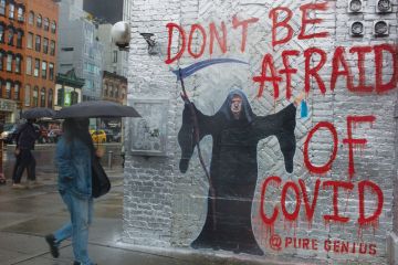 An anti-Trump mural decorates a wall as New Yorkers remain worried about a return of the COVID-19 pandemic in the city An anti-Trump mural decorates a wall as New Yorkers remain worried about a return of the COVID-19 pandemic in the city