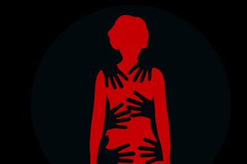 Illustration of a silhouette body covered with hands Illustration of a silhouette body covered with hands to illustrate Publishing my story of sexual misconduct has been liberating