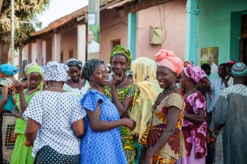 Women in Guinea-Bissau gather for a wedding ceremony