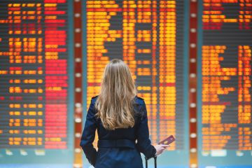 Young woman in international airport Young woman in international airport