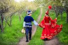 Kazakh couple in fairy tale dress