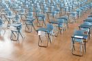Rows of exam desks Rows of exam desks