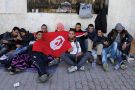 Unemployed people outside Tunisian Ministry of Vocational Training and Employment