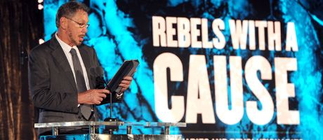 Larry Ellison speaks onstage during the Transformative Medicine of USC: Rebels with a Cause gala on 24 October 2019 in Santa Monica, California. Larry Ellison speaks onstage during the Transformative Medicine of USC: Rebels with a Cause gala on 24 October 2019 in Santa Monica, California.