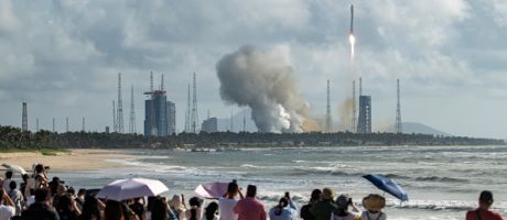 A Chinese Long March 12 carrier rocket blasts off from the Hainan commercial spacecraft launch site on 17 September 2026. 