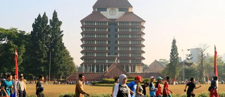 People jogging in front of rectorate building of Universitas Indonesia, Depok, Indonesia. People jogging in front of rectorate building of Universitas Indonesia, Depok, Indonesia.