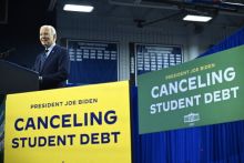Joe Biden speaks about student loan debt relief in Madison, Wisconsin, April 8, 2024