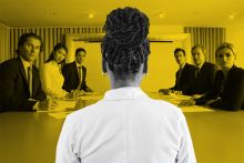A Black female academic being scrutinised in a meeting. A Black female academic being scrutinised in a meeting.