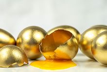 A broken golden egg, illustrating the bad effect of a commission departmental merger