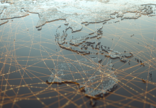 A map showing connectivity between Asia and Australia