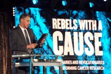 Larry Ellison speaks onstage during the Transformative Medicine of USC: Rebels with a Cause gala on 24 October 2019 in Santa Monica, California. Larry Ellison speaks onstage during the Transformative Medicine of USC: Rebels with a Cause gala on 24 October 2019 in Santa Monica, California.