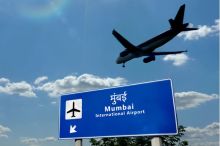 A plane arriving at Mumbai airport