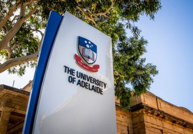30 December 2018, Adelaide South Australia  Sign of the entrance of Adelaide University with logo