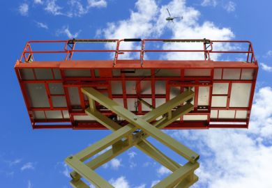A scissor lift platform, symbolising levelling up