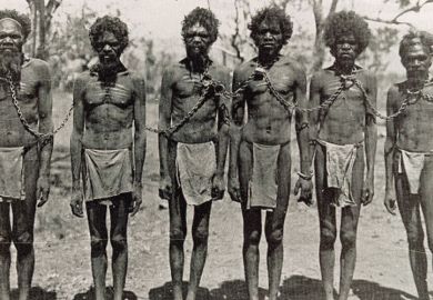 Aboriginal men enslaved and in chains
