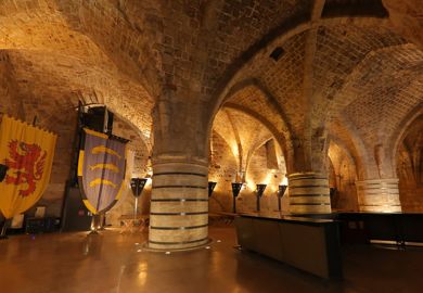 The Hall of Pillars in the Knights Hospitalier fortress, Acre, Israel