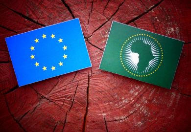The flags of the African and European unions