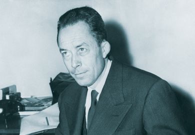 Albert Camus, illustrating a review of ‘Albert Camus and the Human Crisis’ by Robert Emmet Meagher (Pegasus Books)
