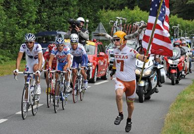 American man with peleton