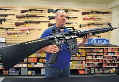 American with giant gun
